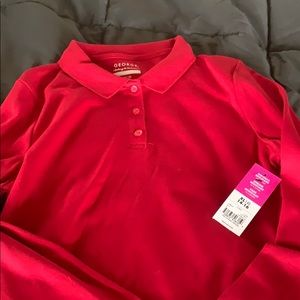 Girls long sleeve red polo uniform shirt